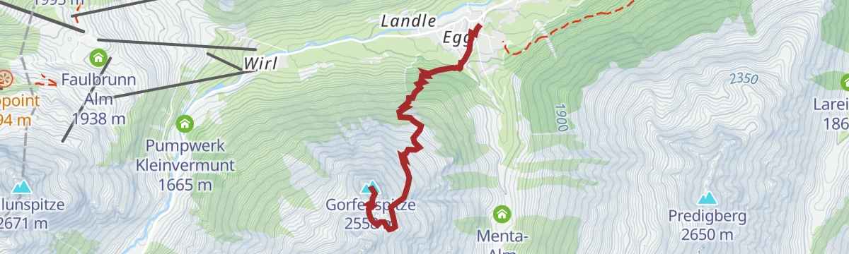 Route map: Klettersteig Gorfenspitze